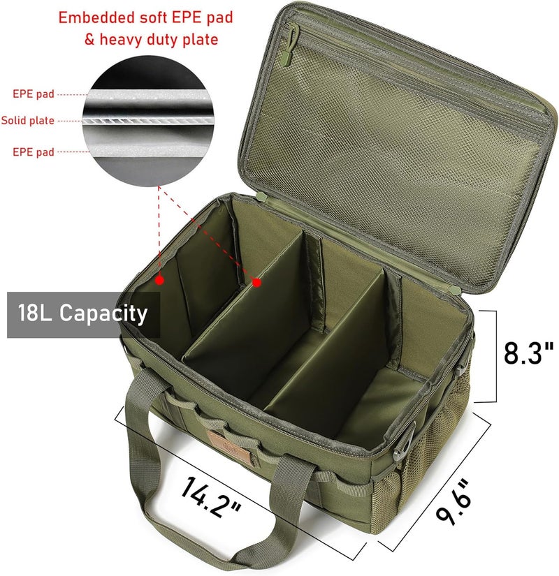 Lemubeane Tactical Camping Storage Bag 18L Tactical Utility Tote Bag Camping Cookware Organizer Trunk Organizer (Army Green) - Image 2